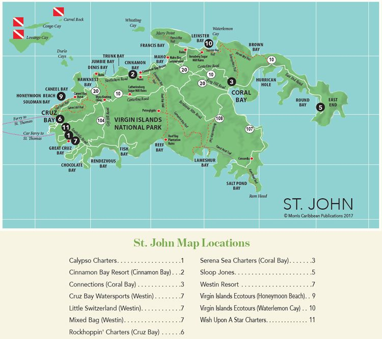 Driving Map Of St John In The U S Virgin Islands Virgin Islands 
