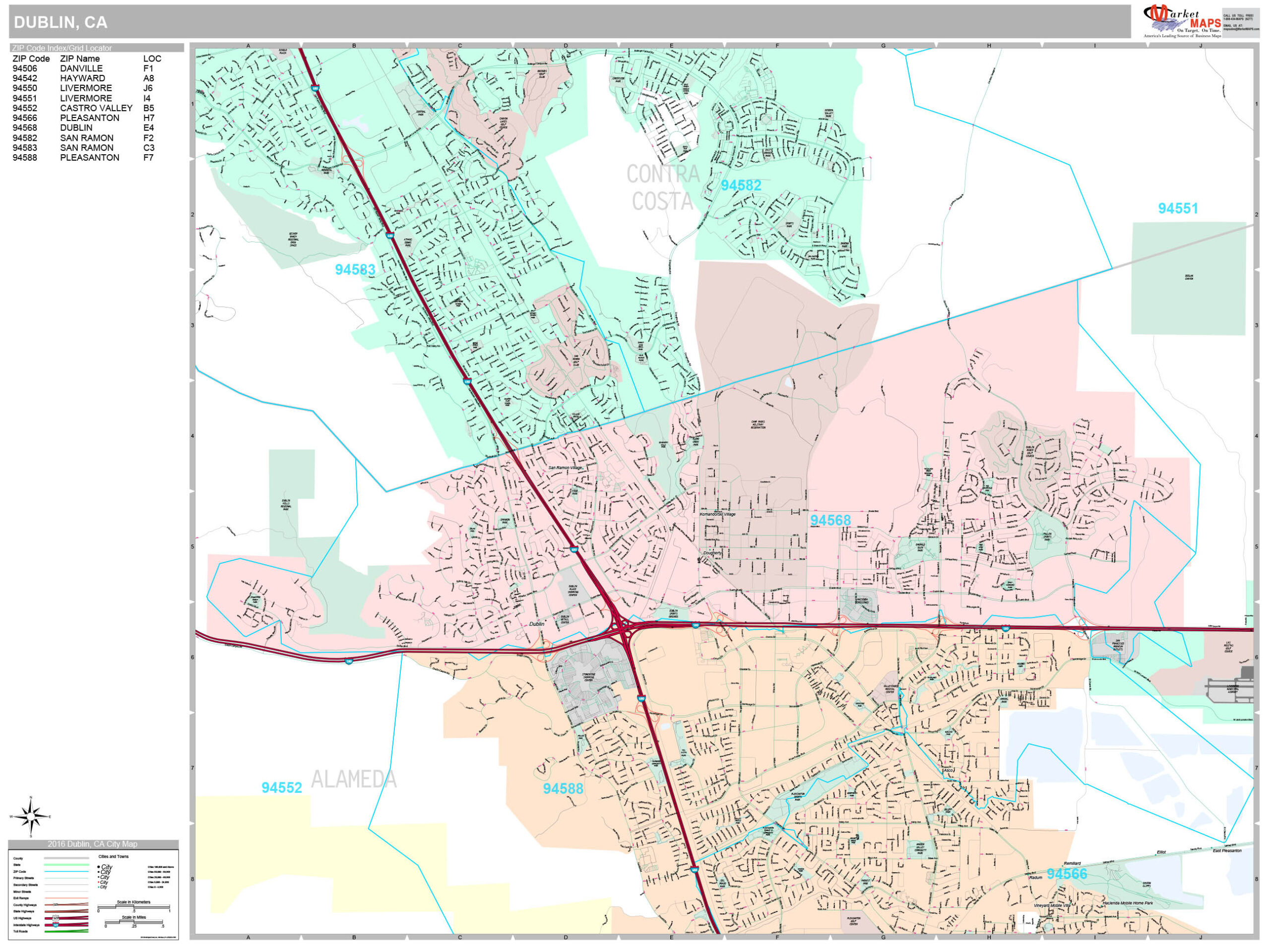 Dublin California Wall Map Premium Style By MarketMAPS MapSales