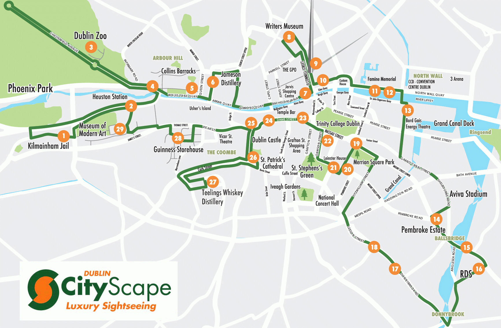 Dublin Hop On Hop Off Map  Wells Printable Map