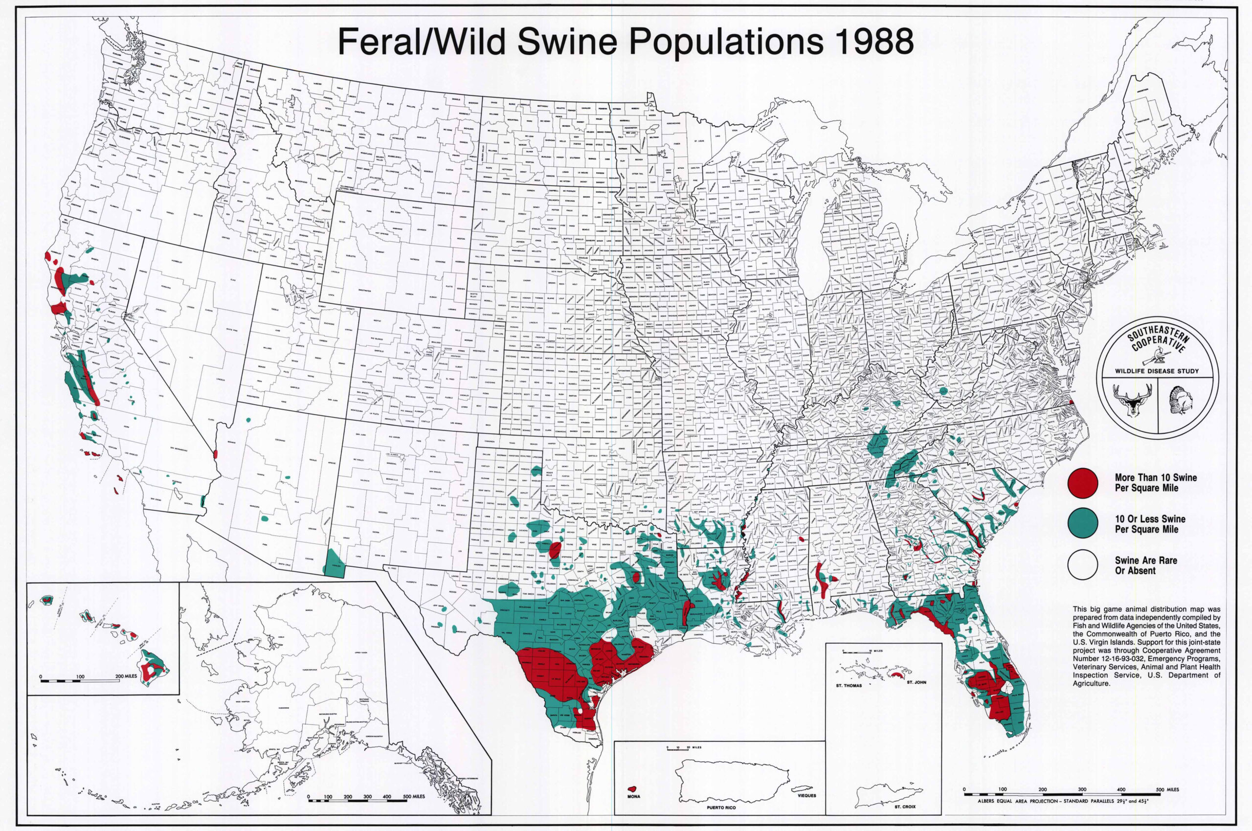 Us Feral Hog Population Map Wells Printable Map
