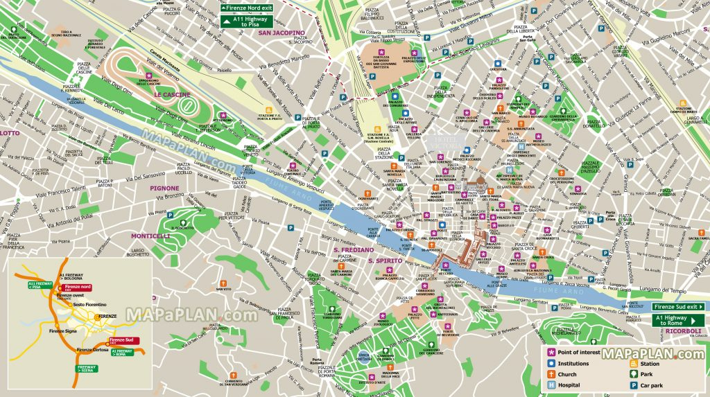 Florence Maps Top Tourist Attractions Free Printable City 