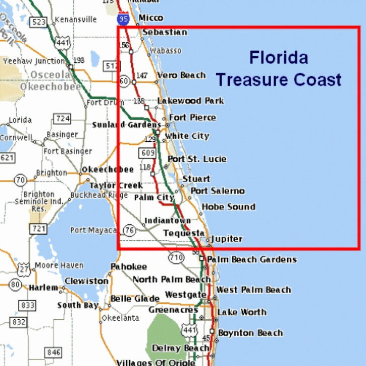 East Coast Map Of Florida Beaches