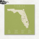 FLORIDA GOLF COURSES Florida Map Featuring The Top 20 Golf Etsy