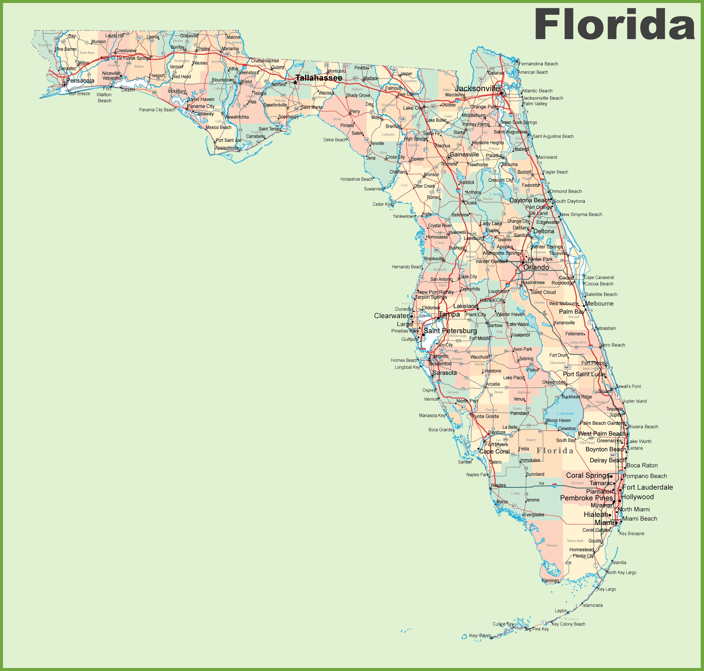 Florida Road Map With Cities And Towns Panama City Florida Map Google 