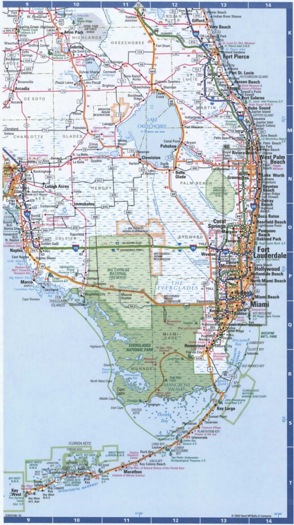 Florida Southern Roads Map Map Of South Florida Cities And Highways ...