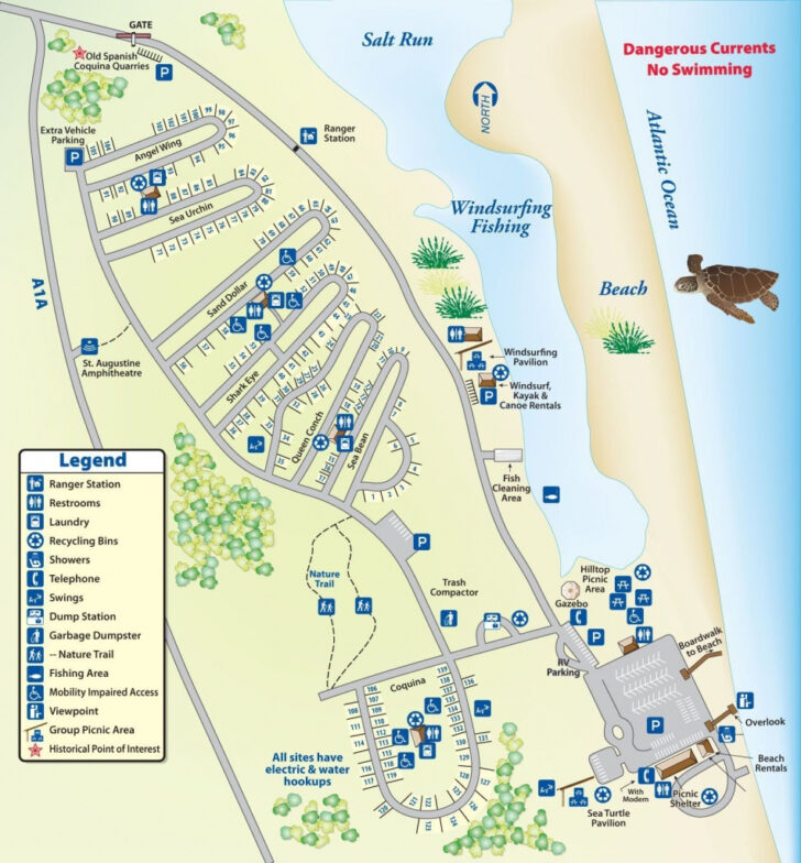 Anastasia State Park Florida Campground Map