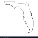 Florida State Of Usa Solid Black Outline Map Of Vector Image