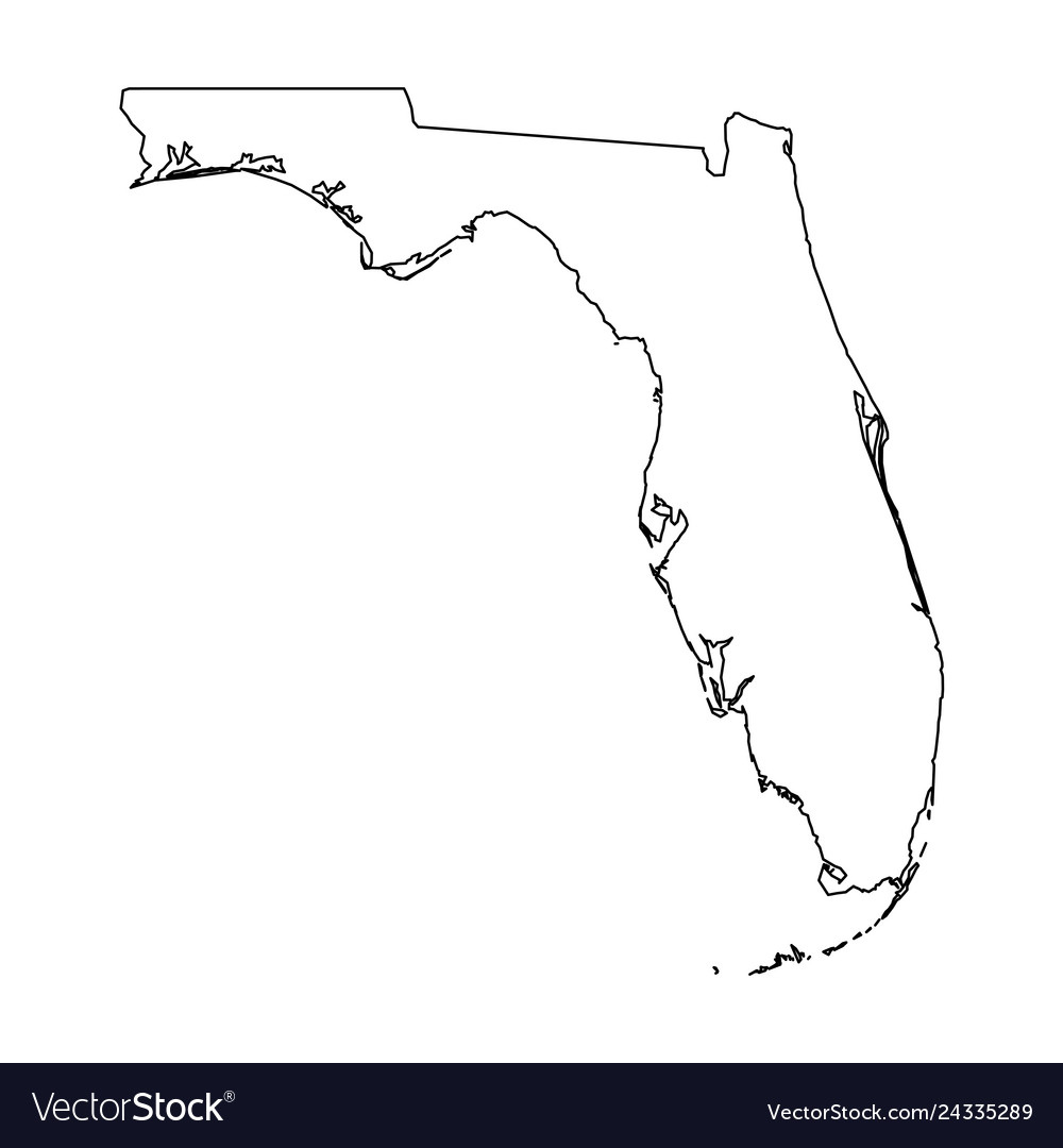 Florida State Of Usa Solid Black Outline Map Of Vector Image