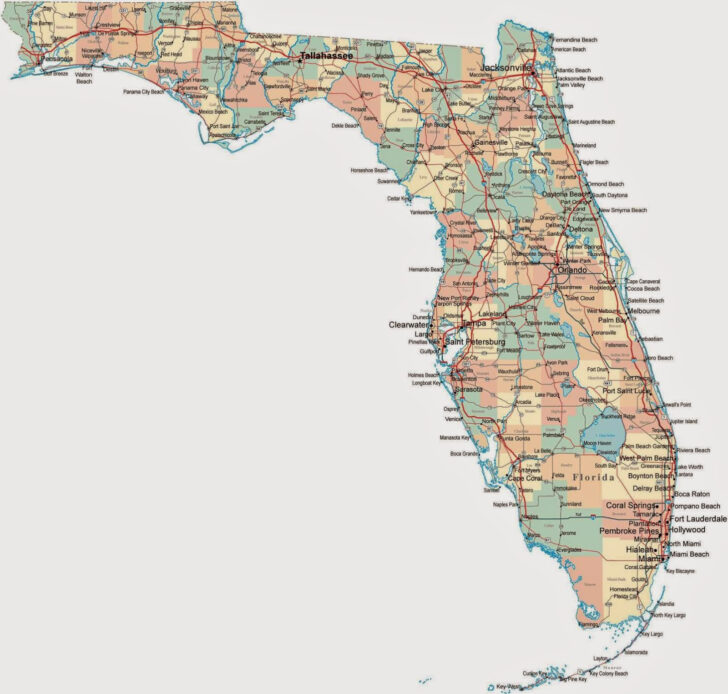 Printable Detailed Map Of Florida