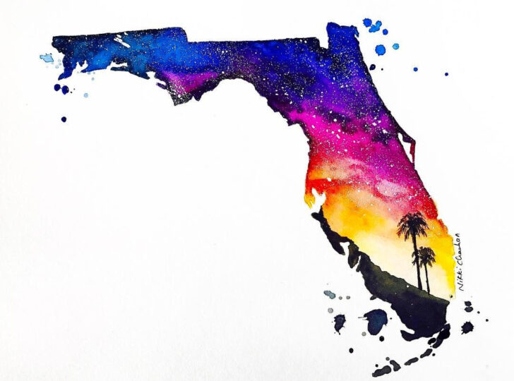 Map Of Watercolor Florida