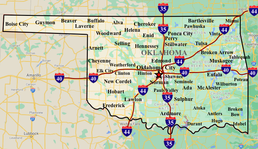 Free Printable Oklahoma Map Collection And Other US State Maps