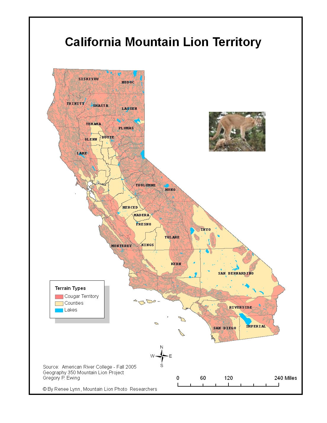 G350 Ewing Project Mountain Lions In California Map Printable Maps