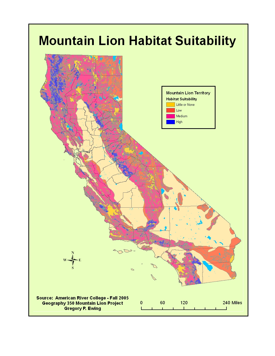 G350 Ewing Project Mountain Lions In California Map Printable Maps