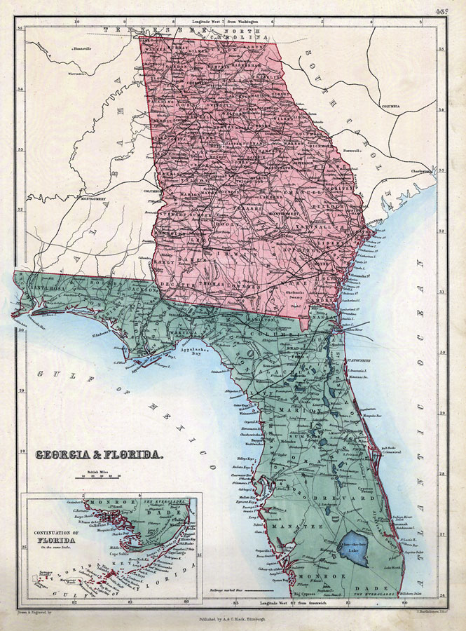 Florida And Georgia Map Together Printable