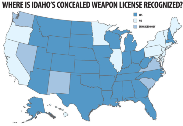 Idaho Enhanced CCW Reciprocity Map