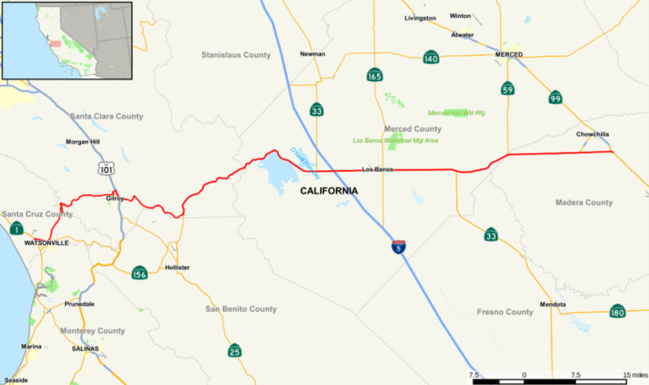 Map Showing Highway 41 In Calif