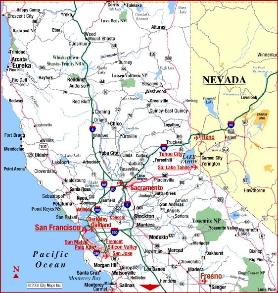 Norcal Map With Cities Wells Printable Map 8559