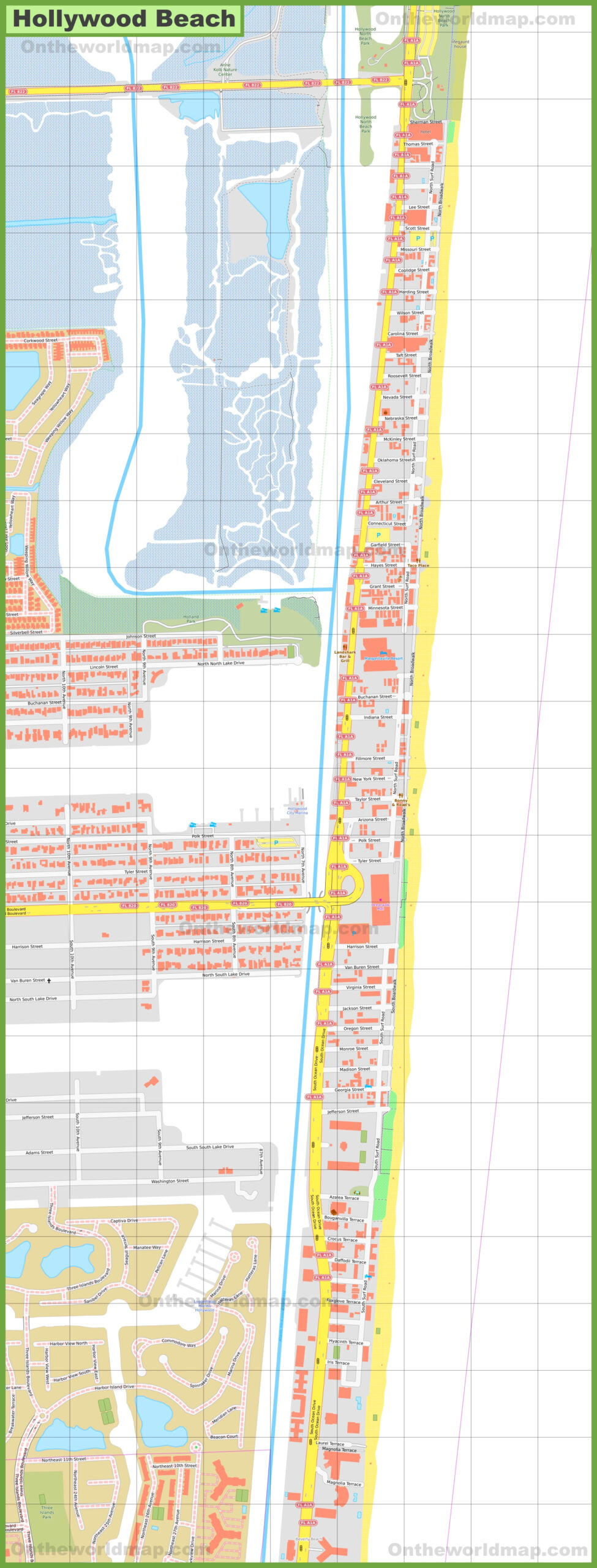 Hollywood Beach Map