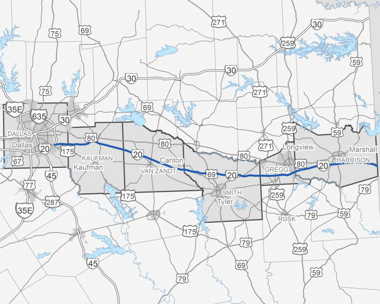 I 20 East Texas Corridor Study Texas Mile Marker Map I 20 Printable 