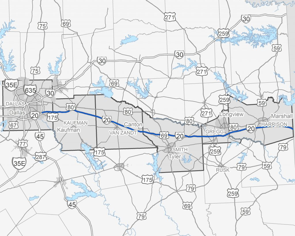 I 20 East Texas Corridor Study Texas Mile Marker Map I 20 Printable 