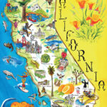 Illustrated Tourist Map Of California California Illustrated Tourist