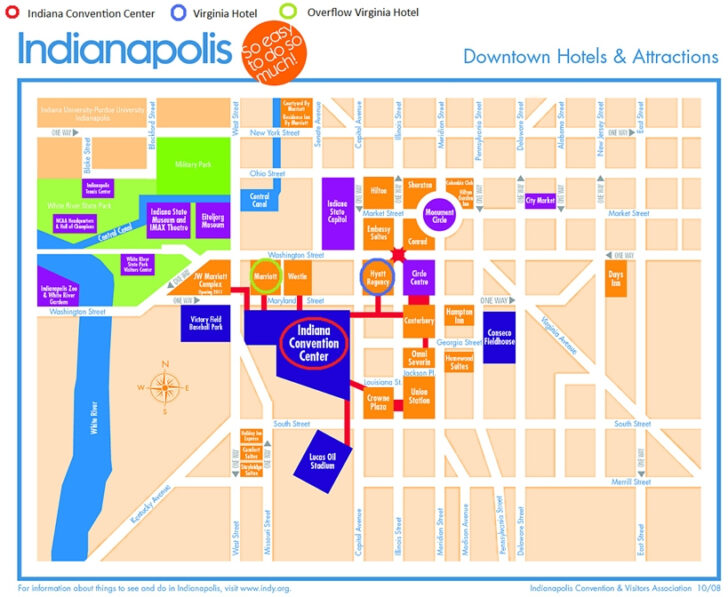 Map Of Downtown Indianapolis Attractionsconvention Center Map