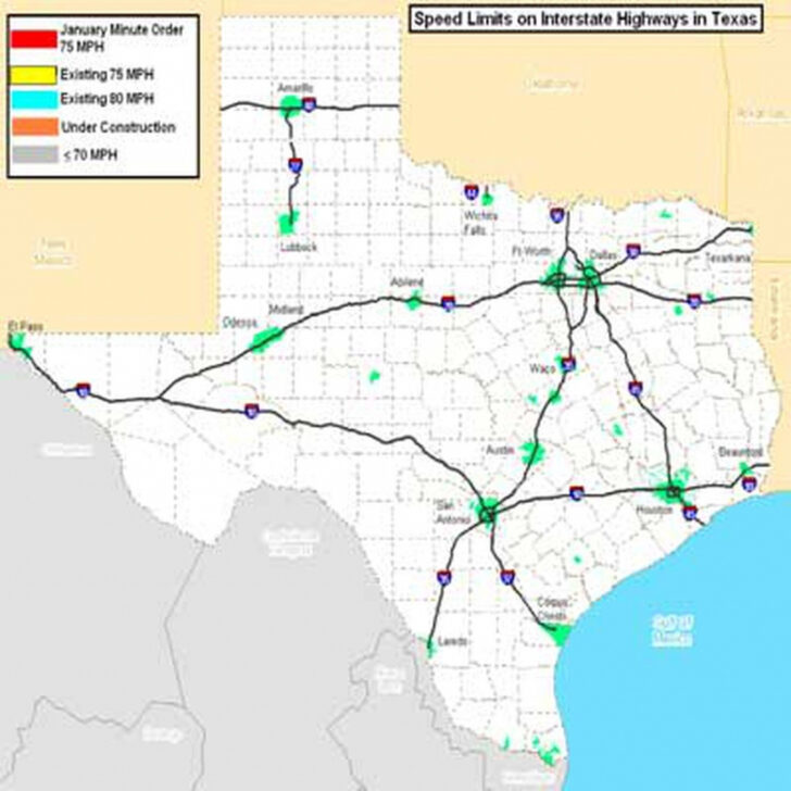 Texas Mile Marker Map I 20