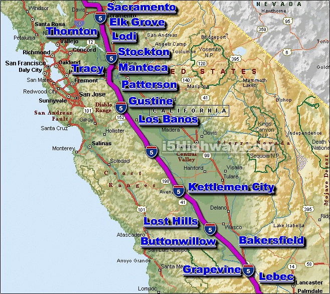 Interstate 5 California Map Campus Map