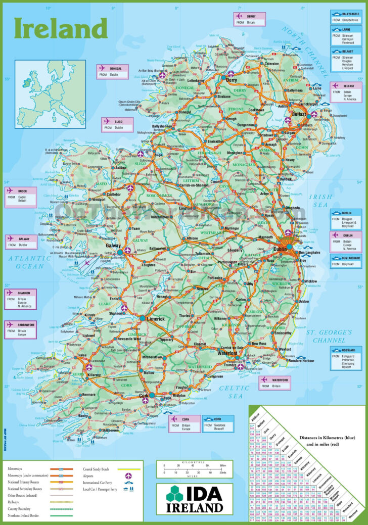 Printable Tourist Map Of Ireland