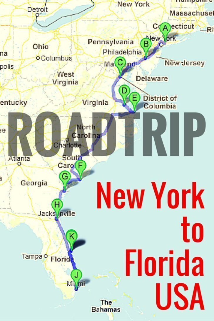 Ecological Roadtrip From New York To Florida Map