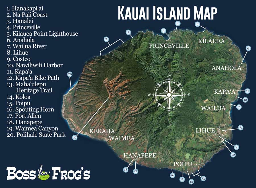 Kauai Island Map Na Pali Coast Hanapepe Poipu More 