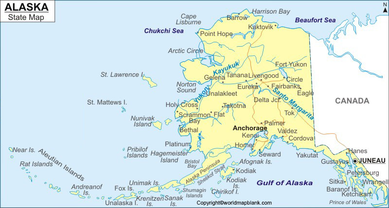 Labeled Alaska Map With Capital World Map Blank And Printable