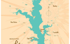 Lake Palestine Texas Map Vintage Style Art Print By Lakebound 18 X 24