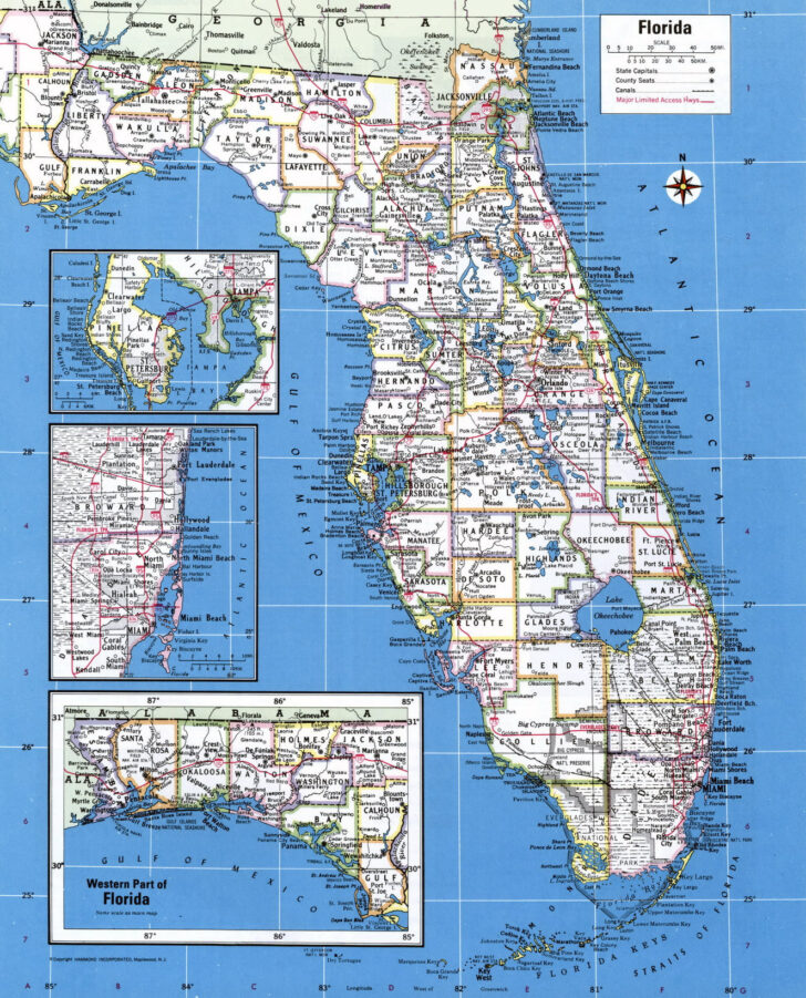 Florida Map Of Cities In Large Print
