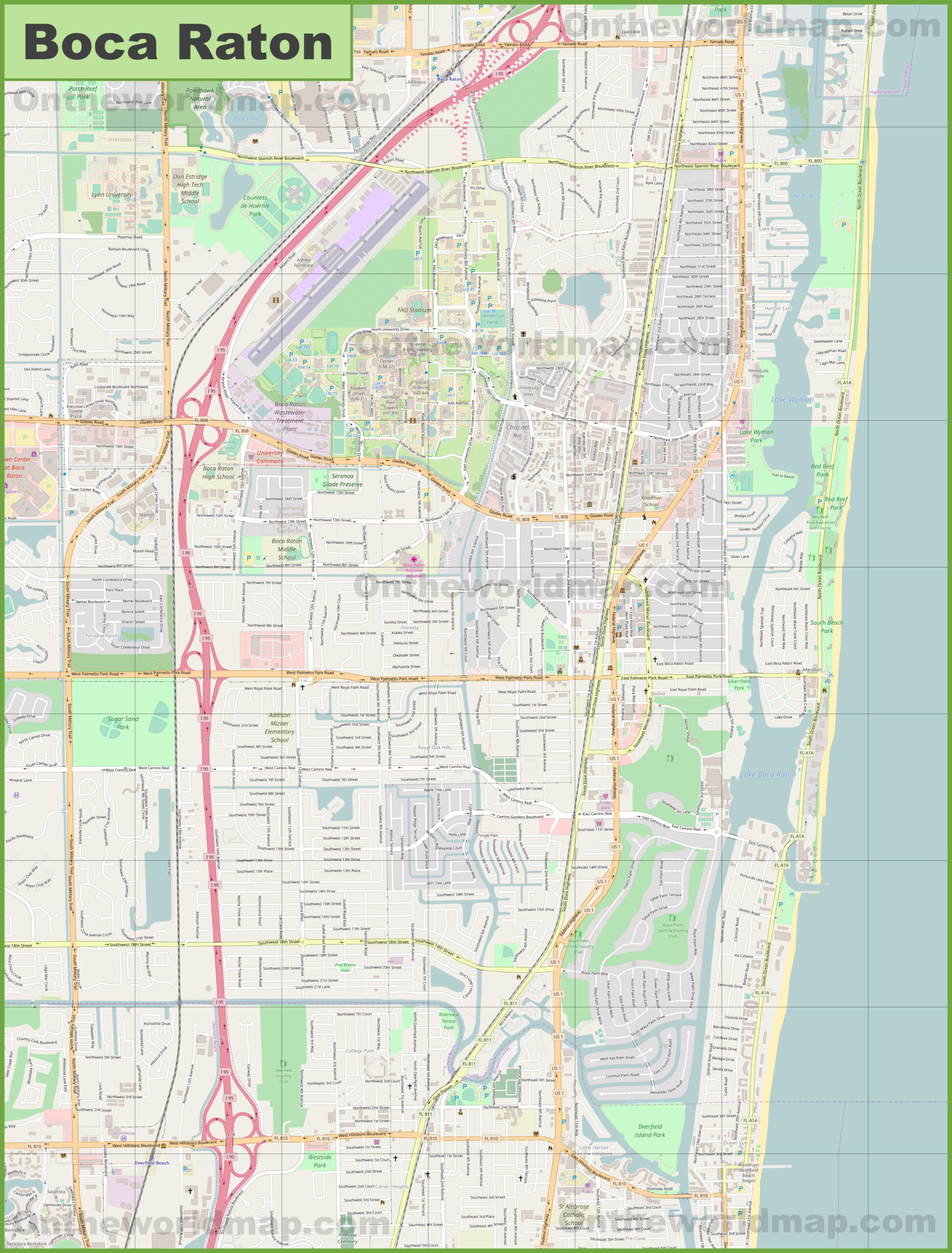 Large Detailed Map Of Boca Raton