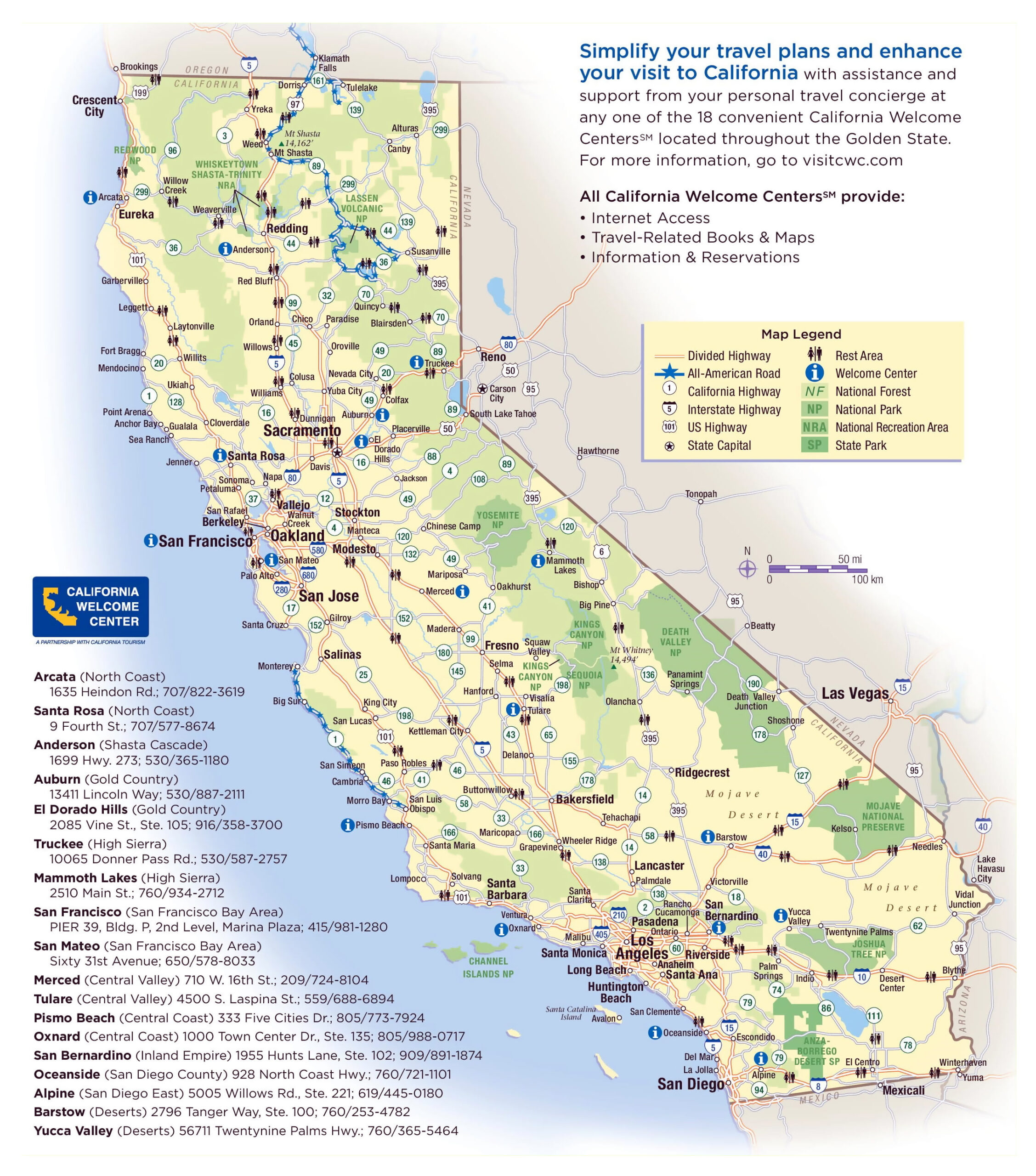 Large Detailed National Parks Map Of California State 20 Inch By 30 