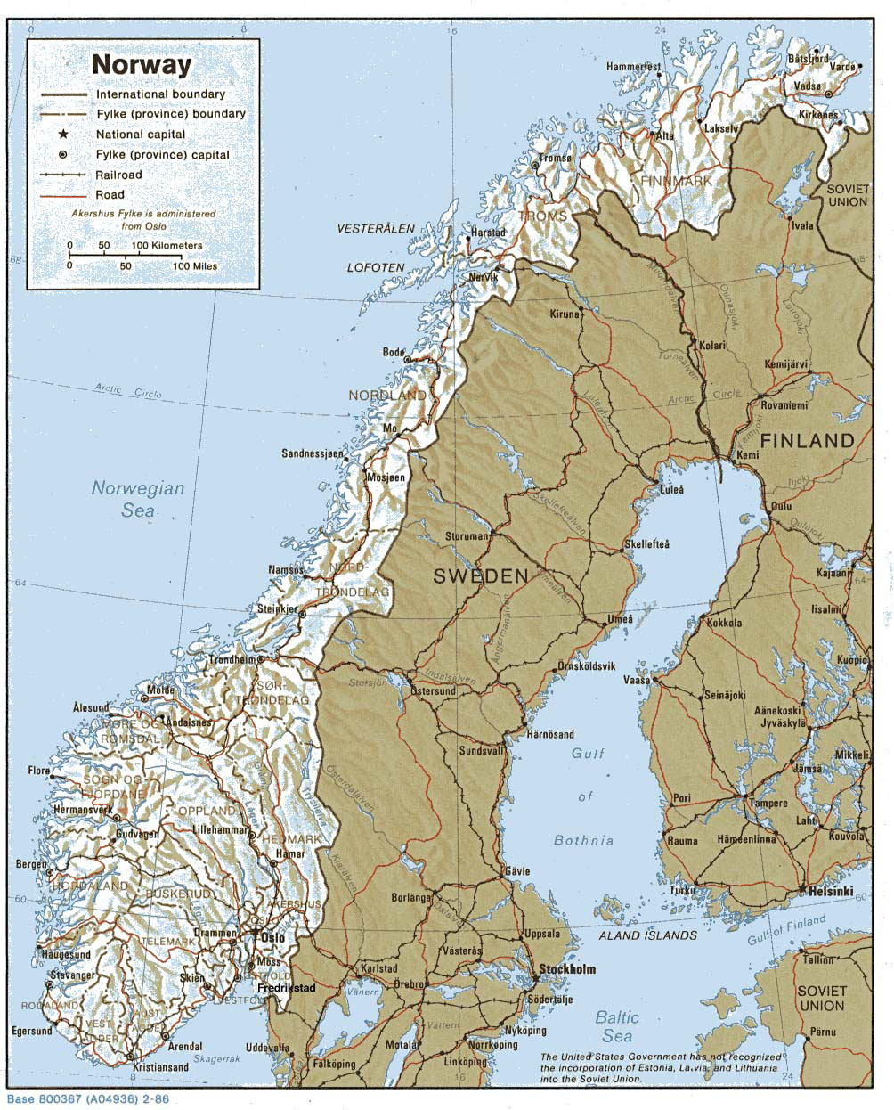 Large Detailed Relief And Political Map Of Norway With Highways And ...