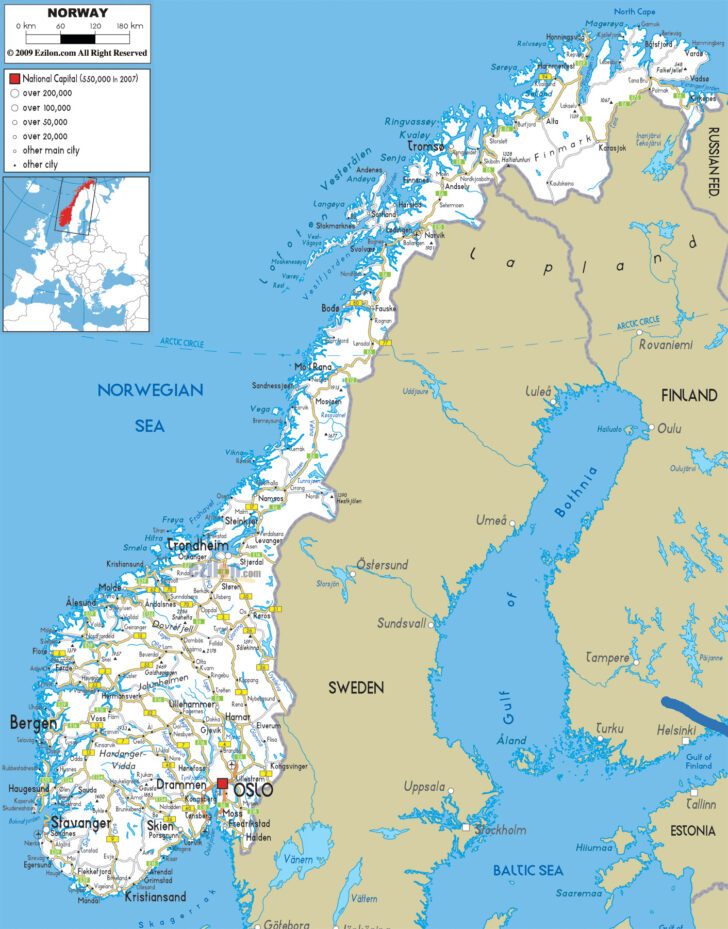 Printable Map Of Norway With Cities