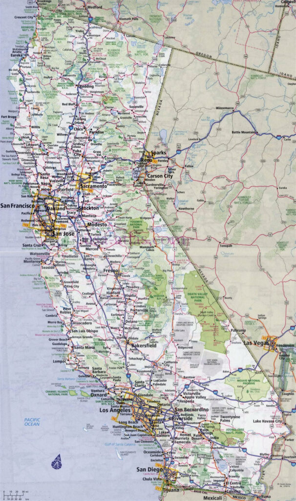 Large Detailed Roads And Highways Map Of California State With All ...