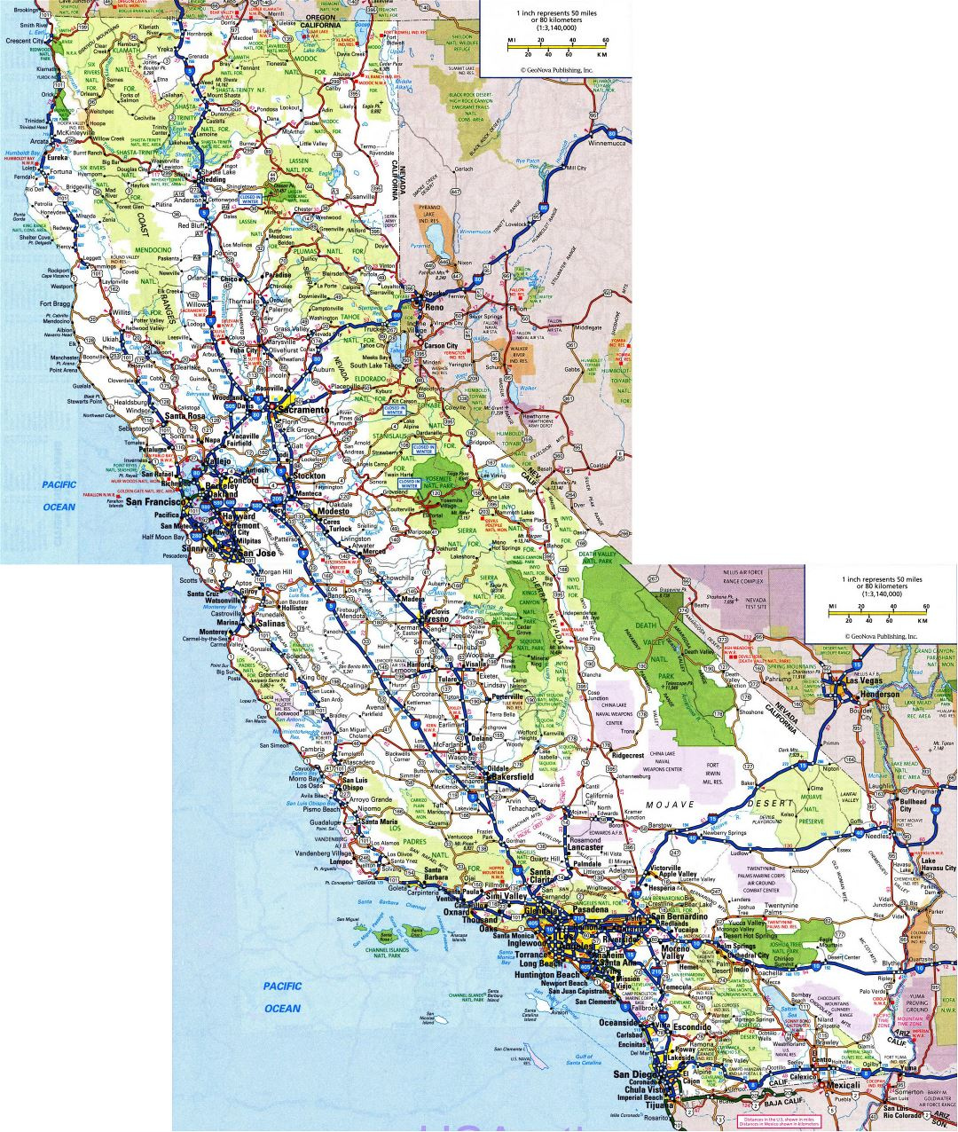 Large Detailed Roads And Highways Map Of California State With All 