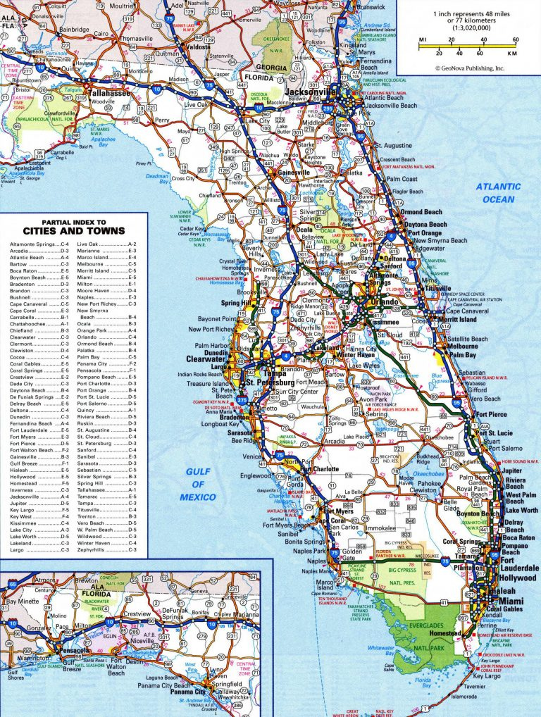 Large Detailed Roads And Highways Map Of Florida State Vidiani Old 