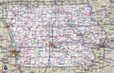 Large Detailed Roads And Highways Map Of Iowa State With Cities