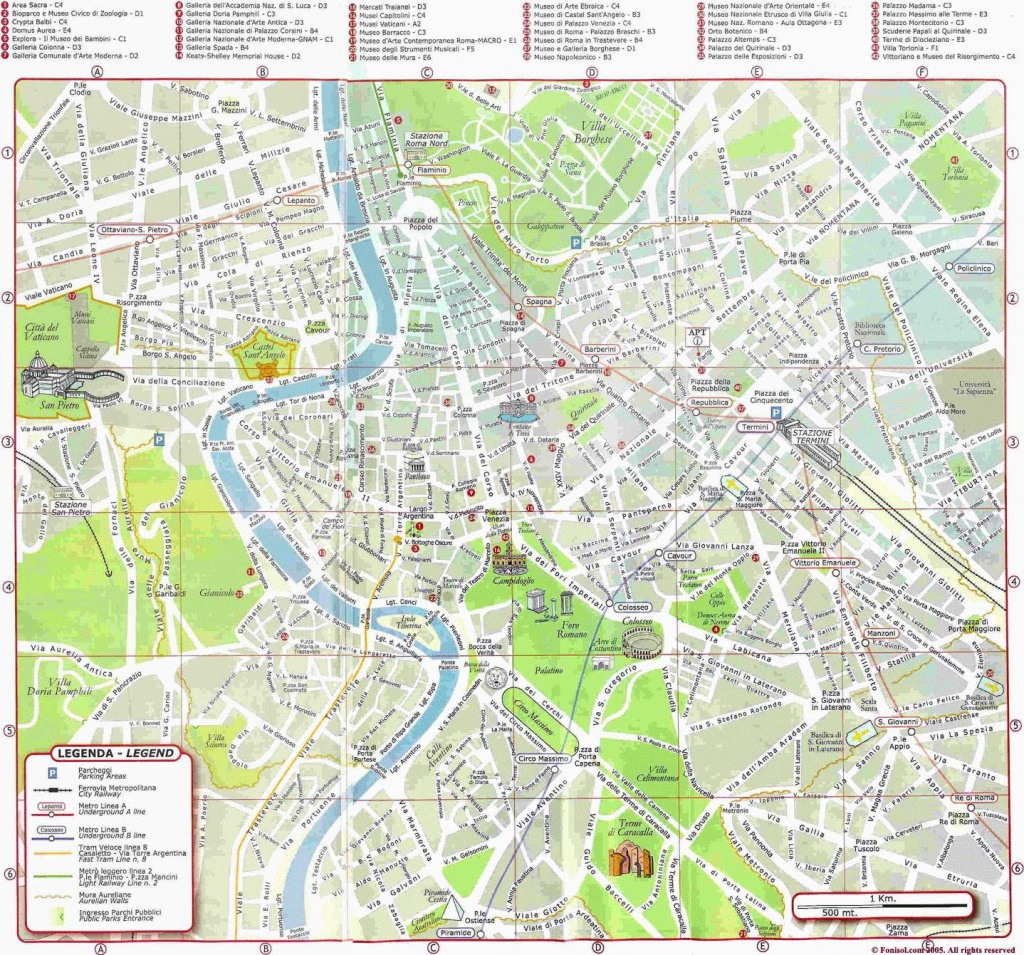 Large Detailed Street Map Of Rome City Center Rome City Center 