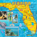 Large Detailed Tourist Map Of Florida State Poster 20 X 30 20 Inch By