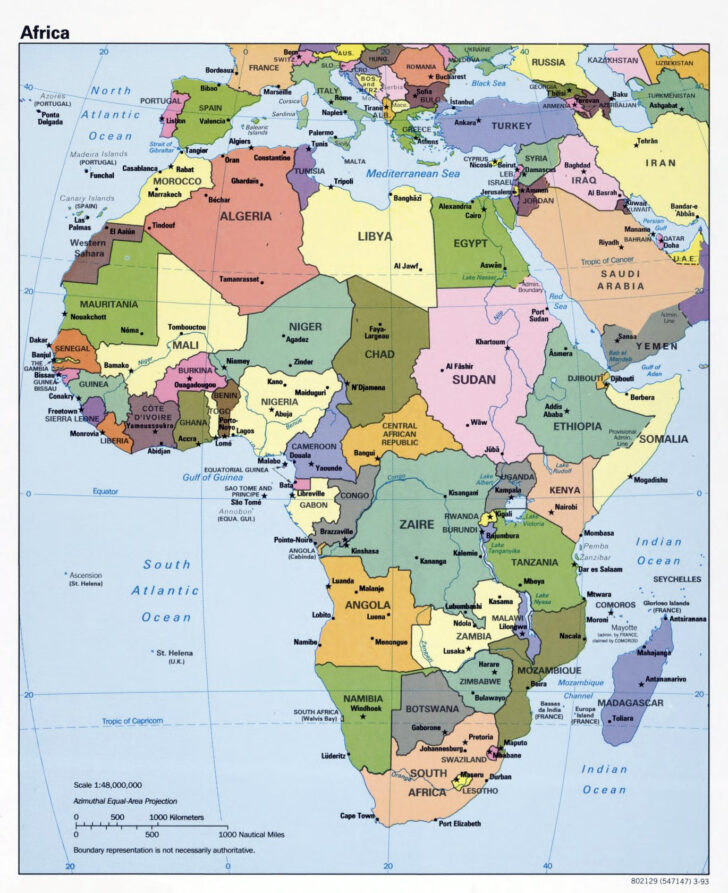 Printable Map Of Africa With Countries With Capital Cities