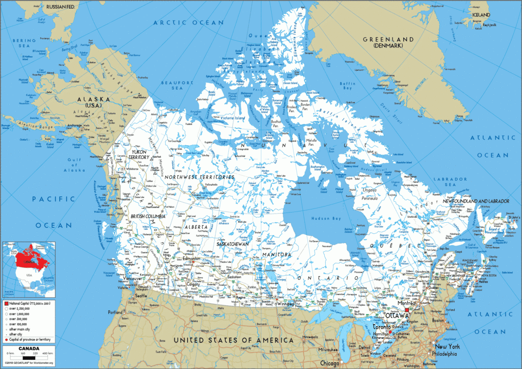 Free Printable Road Map Of Canada 