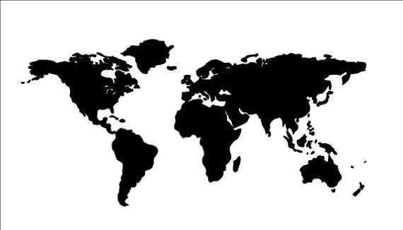 Large World Map Stencil Or Decal 36 X 17 5