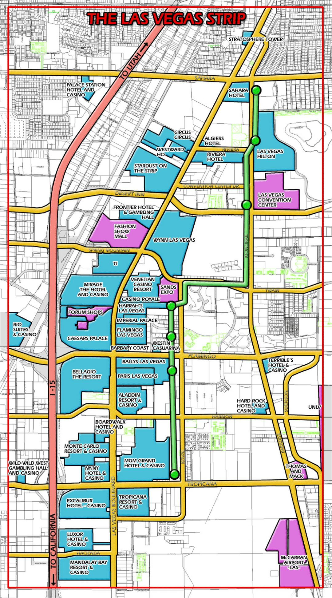 Las Vegas Strip Map Las Vegas Nevada State USA Maps Of The USA 