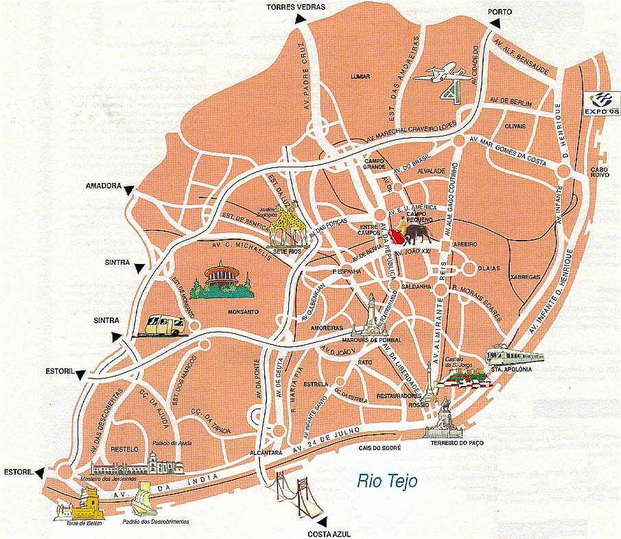 Lisbon Map Tourist Attractions ToursMaps