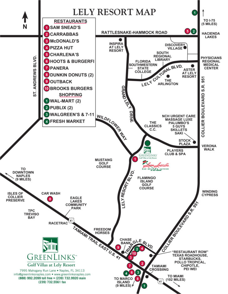 Map Of Lely Resort Naples Florida And Surrounding Area